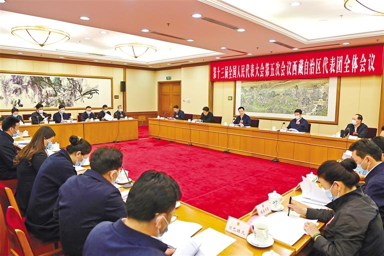 十三届全国人大五次会议西藏代表团召开第一次全体会议